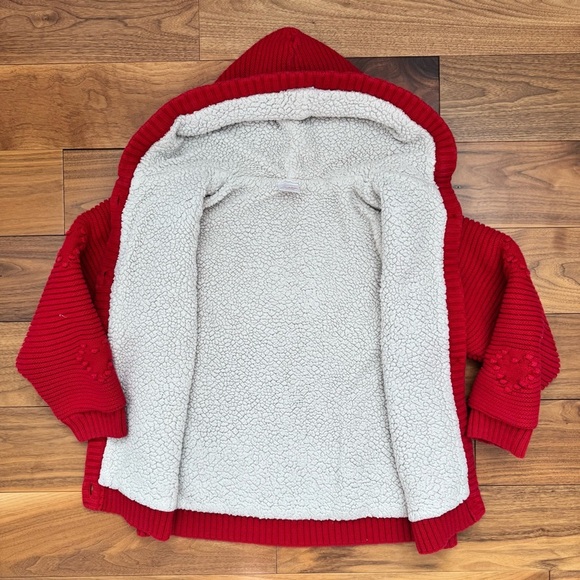 Hanna Andersson sherpa lined knitted button front hooded coat cardigan 140cm - Picture 11 of 13